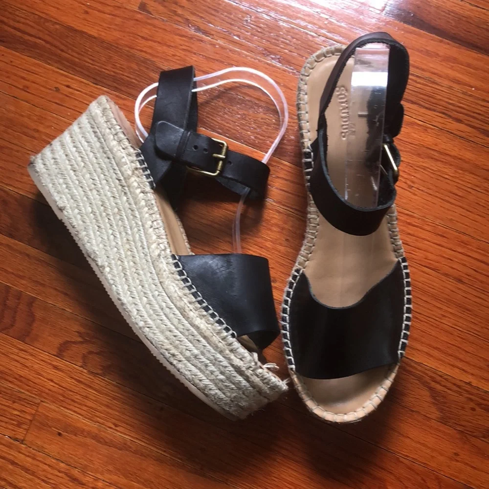 Soludos black wedge sandals